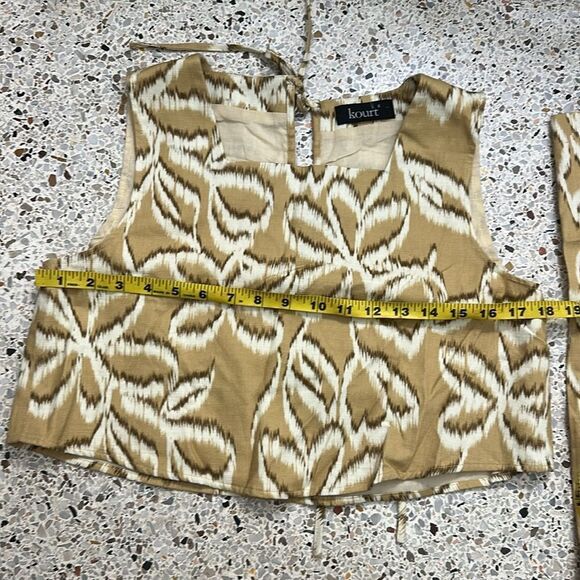 Kourt Willow print set neutral top pants small s resort wear - Picture 5 of 8